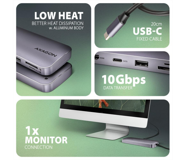 Axagon HUB HMC-6GM2 USB 6 in1 10Gbps hub - 1185574 - zdjęcie 2